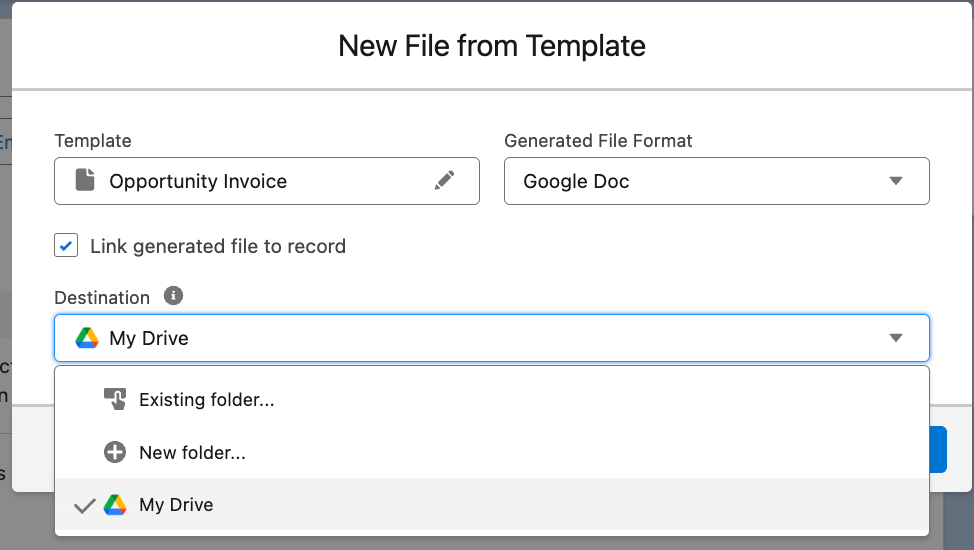 Generating a Google Doc from an existing template in Salesforce